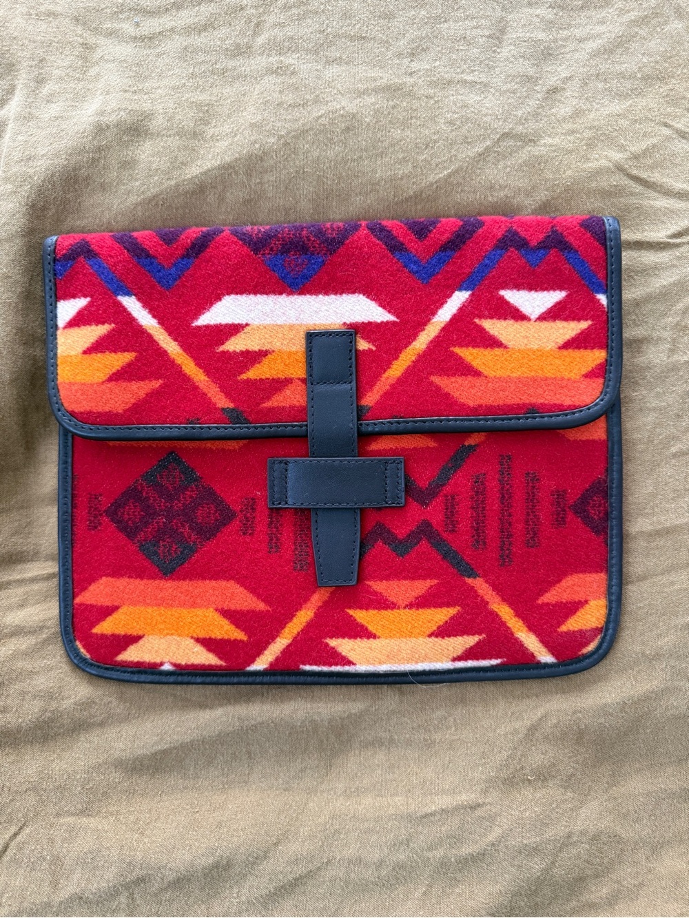 Pendleton wool and leather tablet cover/clutch